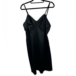Vanity Fair Women Vintage Tricot Nylon Slip dress scalloped lace trim Black 36 S